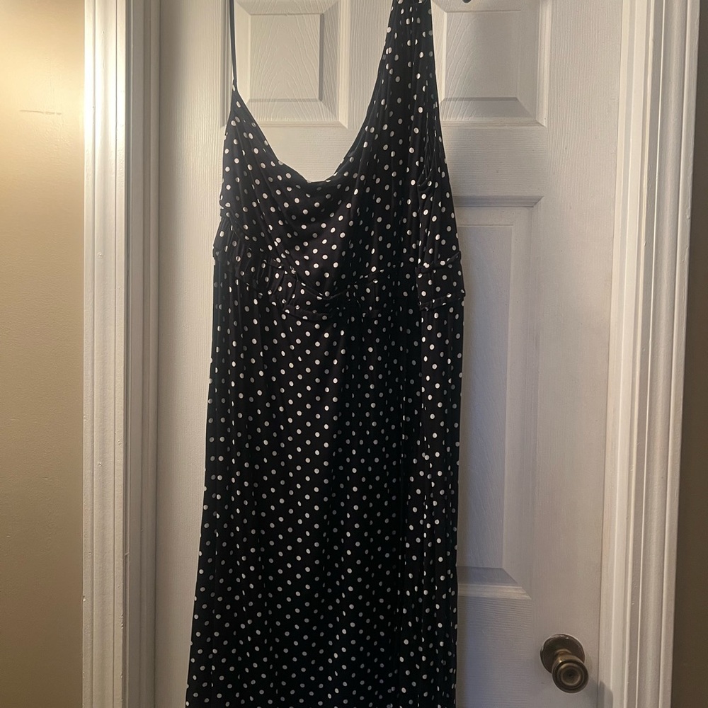 Lane Bryant Elegant Black Polka Dot One Shoulder Dress size 22/24